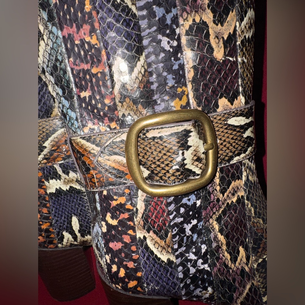 Coach Evelyn Multicolor Genuine Snakeskin Heeled Boots - Picture 5 of 11
